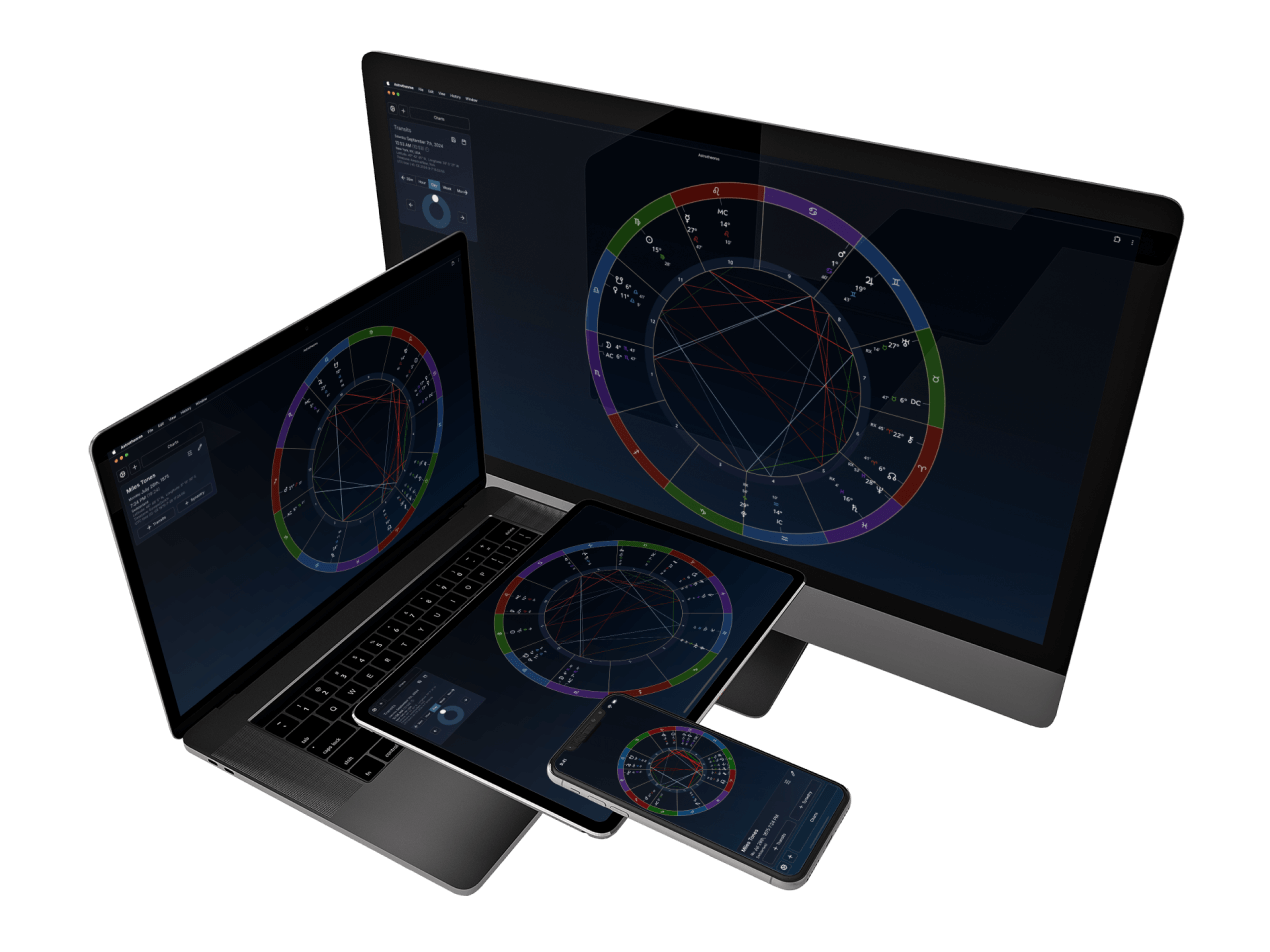 Astrotheoros displayed on phones, tablets, and laptops.